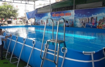 Bể bơi khung kim loại, KT: 9.6m x 21.6m x 1.2m